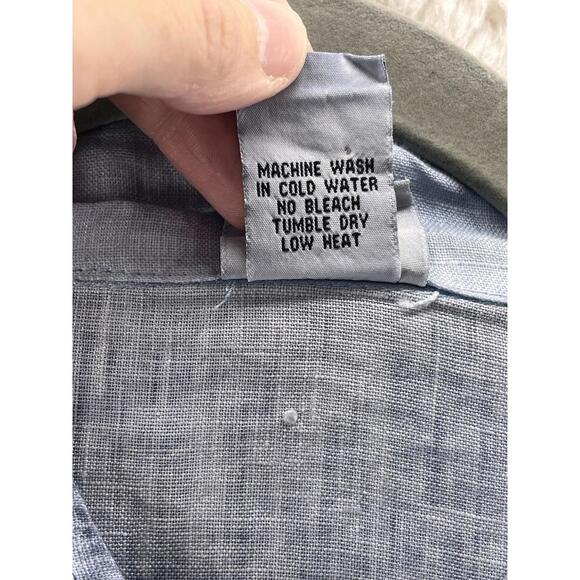 XCVI Mind Set Size XL Blue Linen Zip-Up Light Jacket Knit Trim Front 3/4 Sleeve - Picture 7 of 9